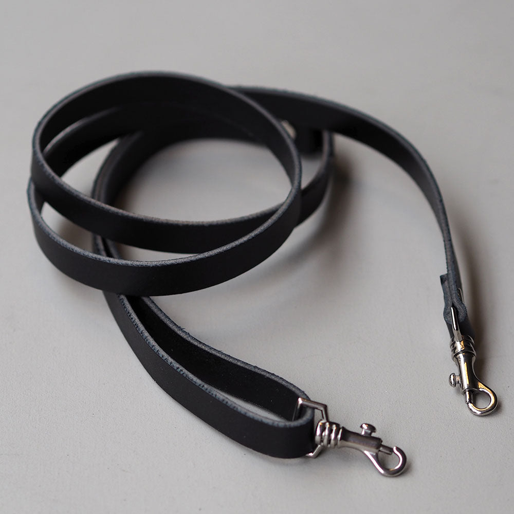 Mini Shoulder Strap in Black leather