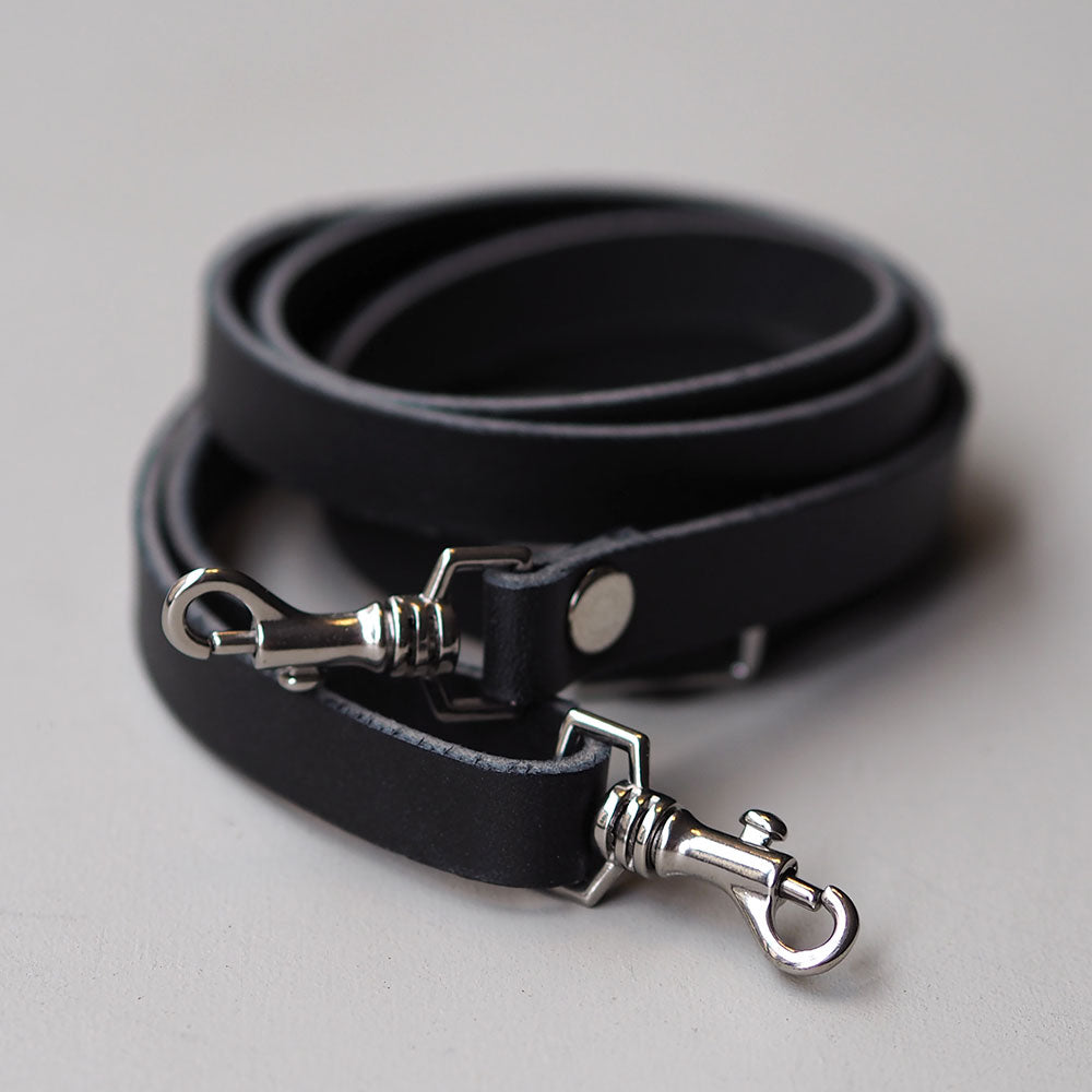 Mini Shoulder Strap in Black leather