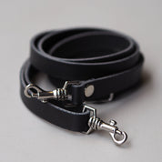 Mini Shoulder Strap in Black leather