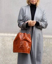 Näver Bucket Bag in Cognac leather