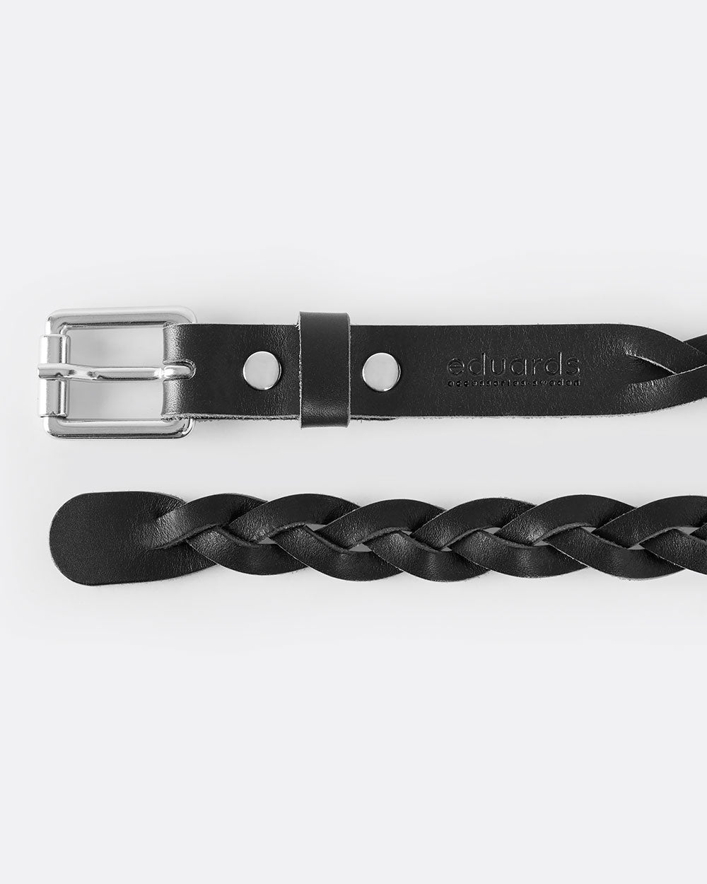 Braid Belt Long i Svart läder