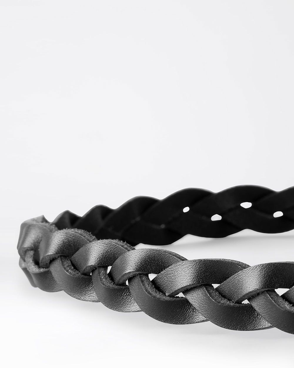 Braid Belt Long i Svart läder