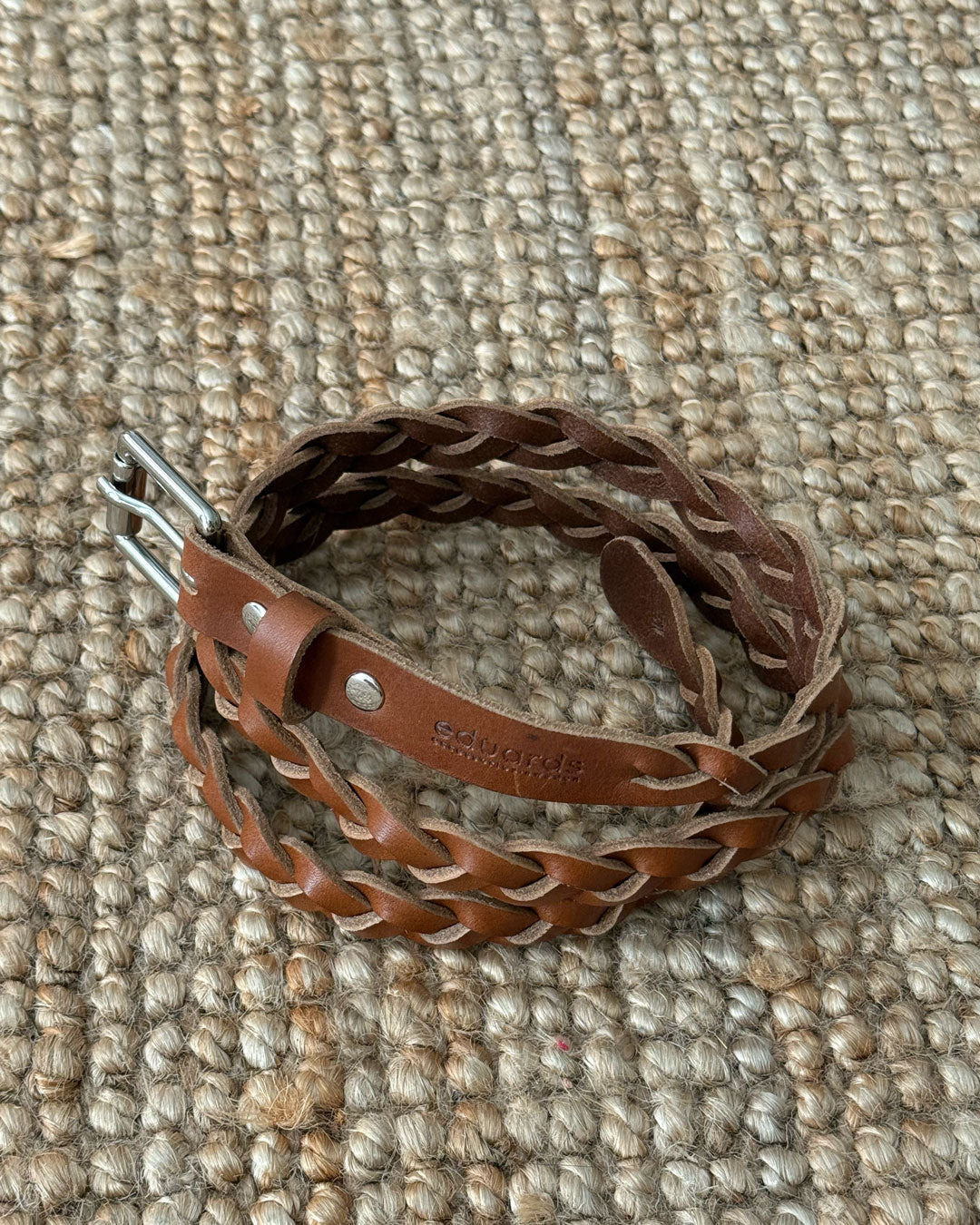 EVERGREENS BELT CO // BRAID BELT SHORT IN COGNAC LEATHER