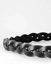 Gift Set Braid Belt Short & Braid Bracelet i Svart läder