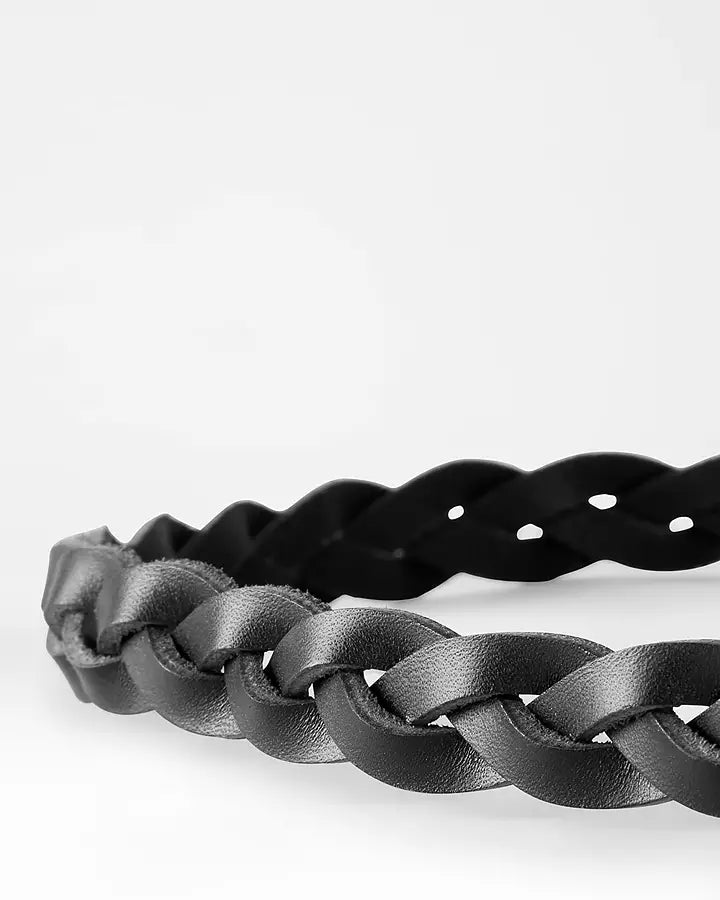 Gift Set Braid Belt Short & Braid Bracelet i Svart läder