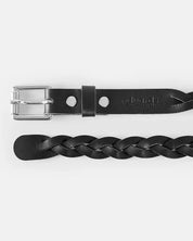 Gift Set Braid Belt Short & Braid Bracelet i Svart läder