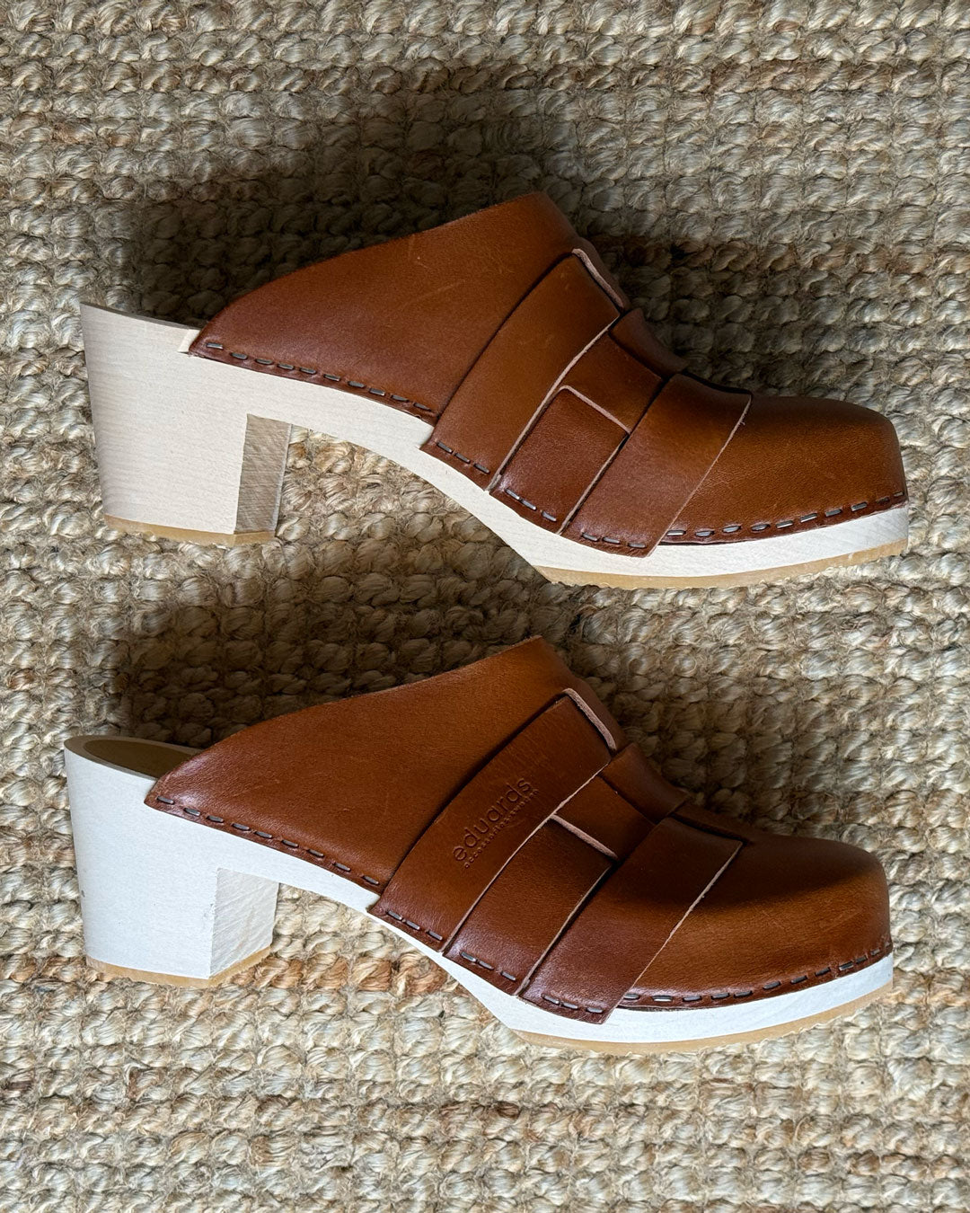 EVERGREENS CLC1 // NÄVER CLOGS HIGH IN COGNAC LEATHER, SIZE 38