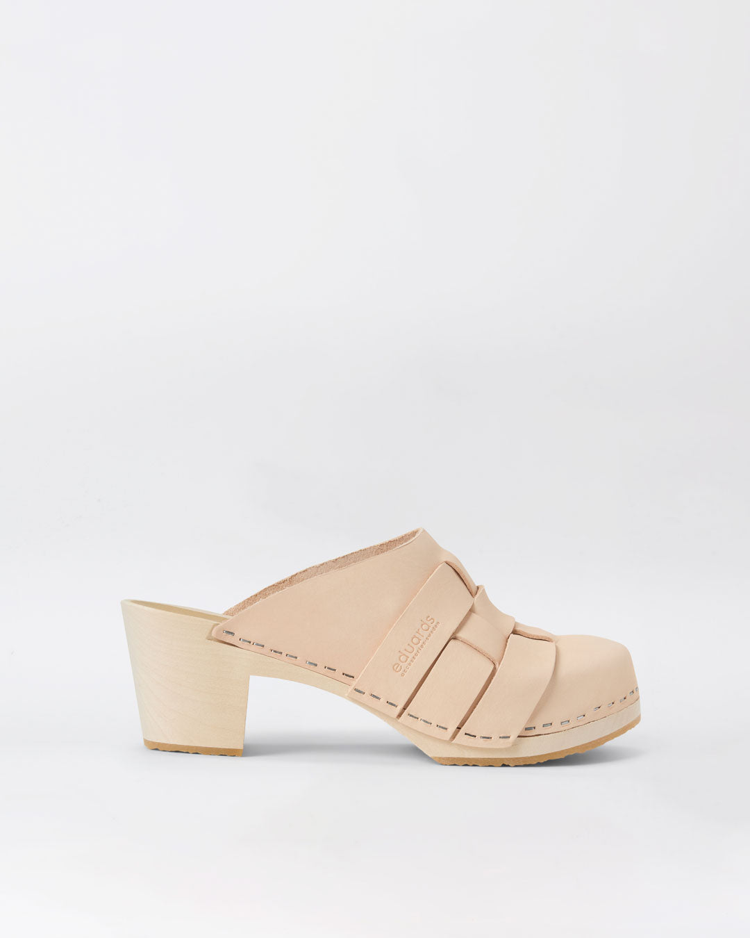 Näver Clog High in Naturleder