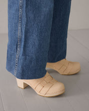 Näver Clog High in Naturleder