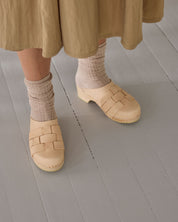 Näver Clog Low in Natural Leather