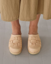 Näver Clog Low in Natural Leather