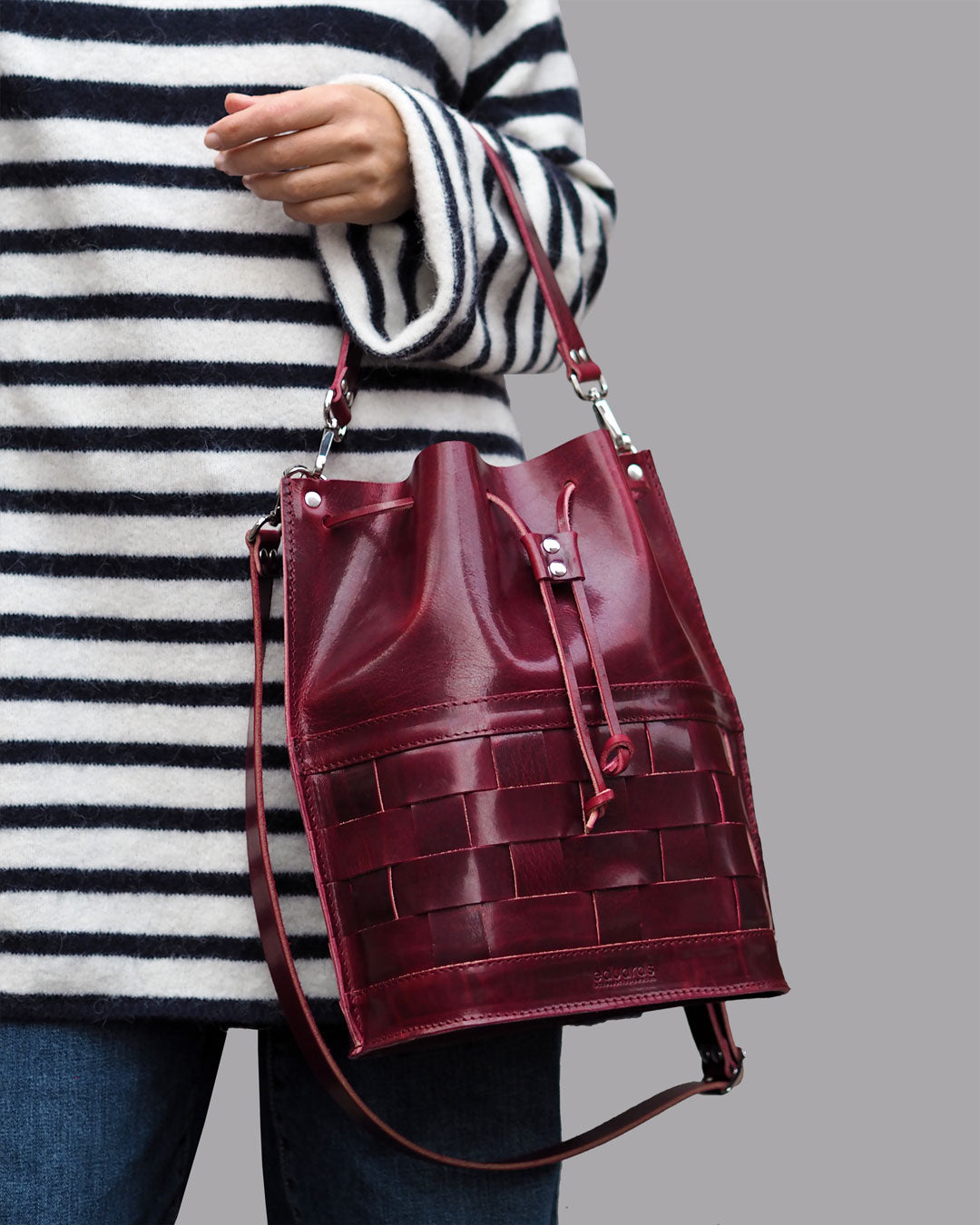 Näver Bucket Bag i Bordeaux läder - Limited Edition