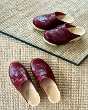 Näver Clog Low i Bordeaux läder